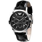 Emporio Armani AR2447 Men’s Black Dial Black Leather Chronograph Watch