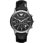 Emporio Armani AR2447 Men’s Black Dial Black Leather Chronograph Watch