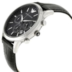Emporio Armani AR2447 Men’s Black Dial Black Leather Chronograph Watch