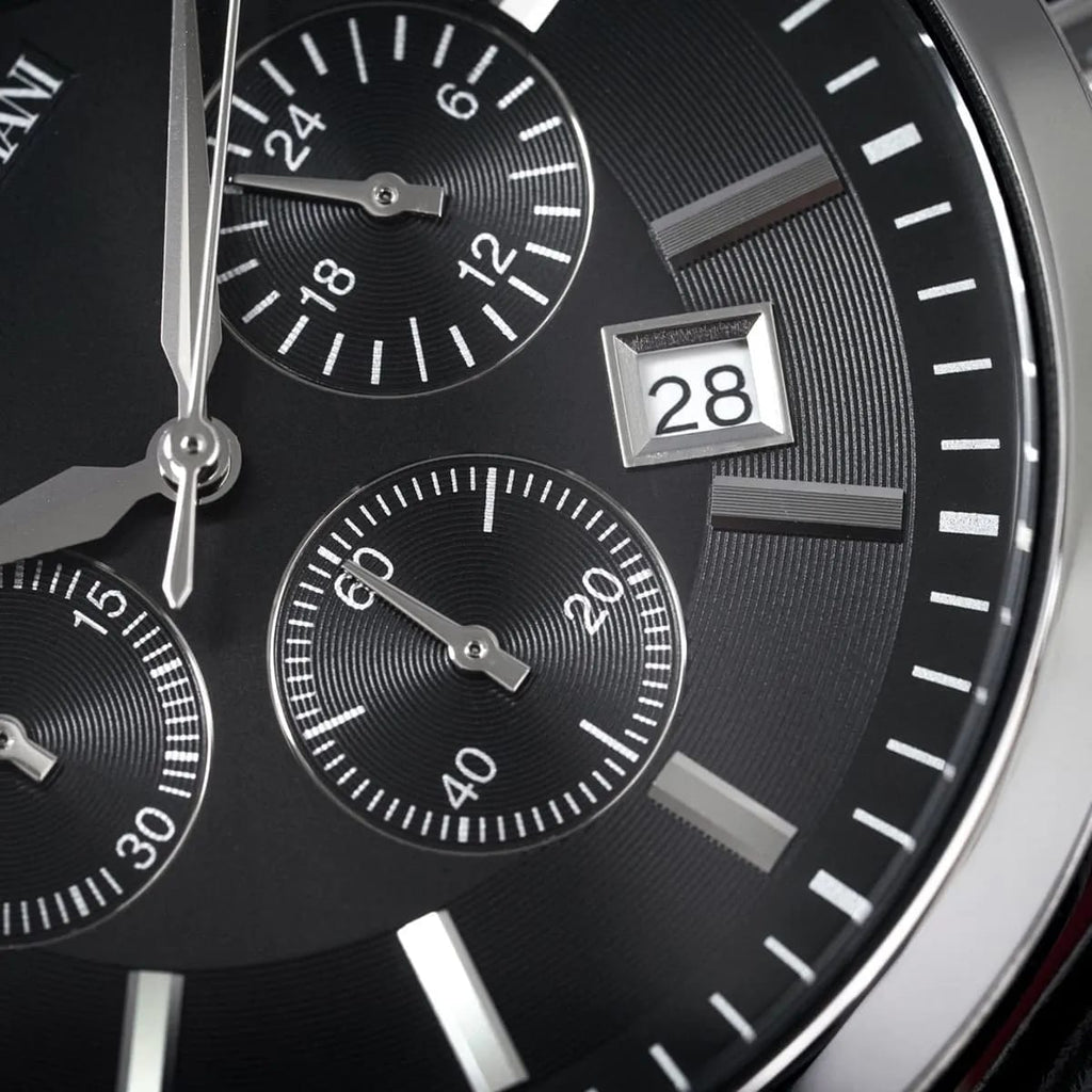 Emporio Armani AR2447 Men’s Black Dial Black Leather Chronograph Watch