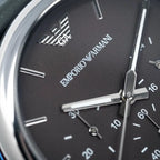 Emporio Armani AR1735 Men’s Grey Dial Grey Leather Chronograph Watch