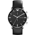 Emporio Armani AR0397 Men’s Black Dial Black Leather Chronograph Watch