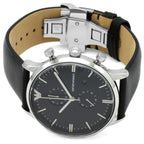 Emporio Armani AR0397 Men’s Black Dial Black Leather Chronograph Watch
