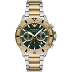 ساعة كرونوغراف Emporio Armani AR11586 للرجال، غواص، مينا أخضر، ستانلس ستيل بلونين