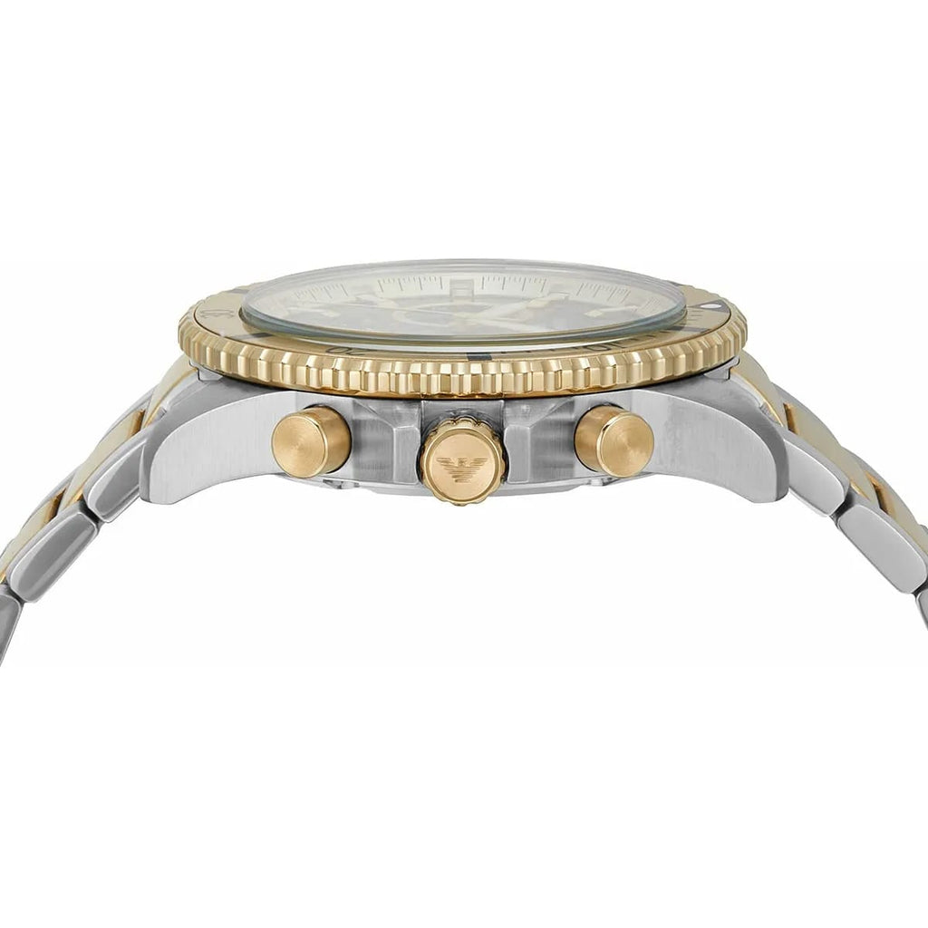 ساعة كرونوغراف Emporio Armani AR11586 للرجال، غواص، مينا أخضر، ستانلس ستيل بلونين