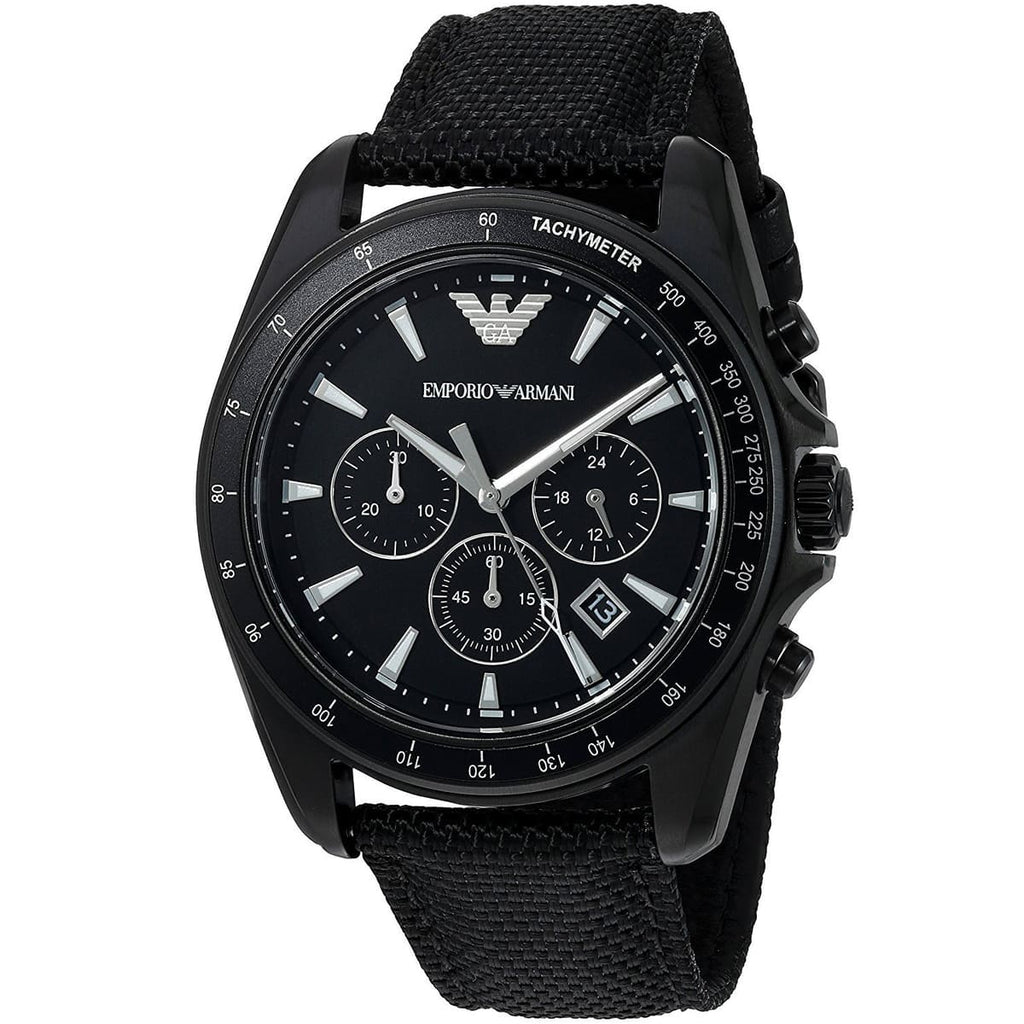 Emporio Armani AR6131 Men’s Black Dial Black Fabric Strap Sigma Chronograph Watch