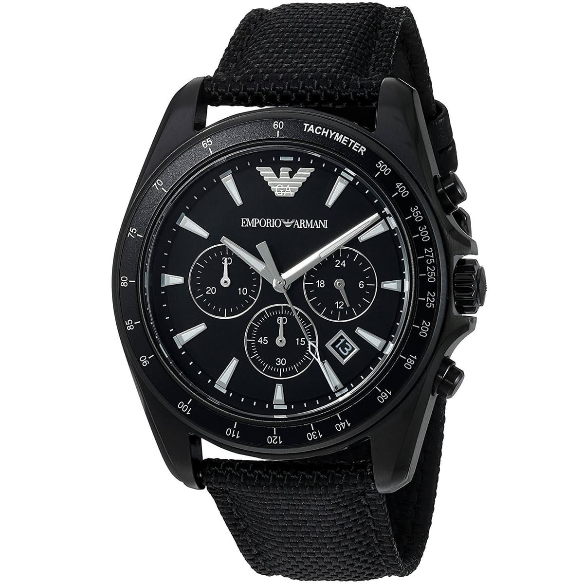 Emporio Armani AR6131 Men’s Black Dial Black Fabric Strap Sigma Chronograph Watch