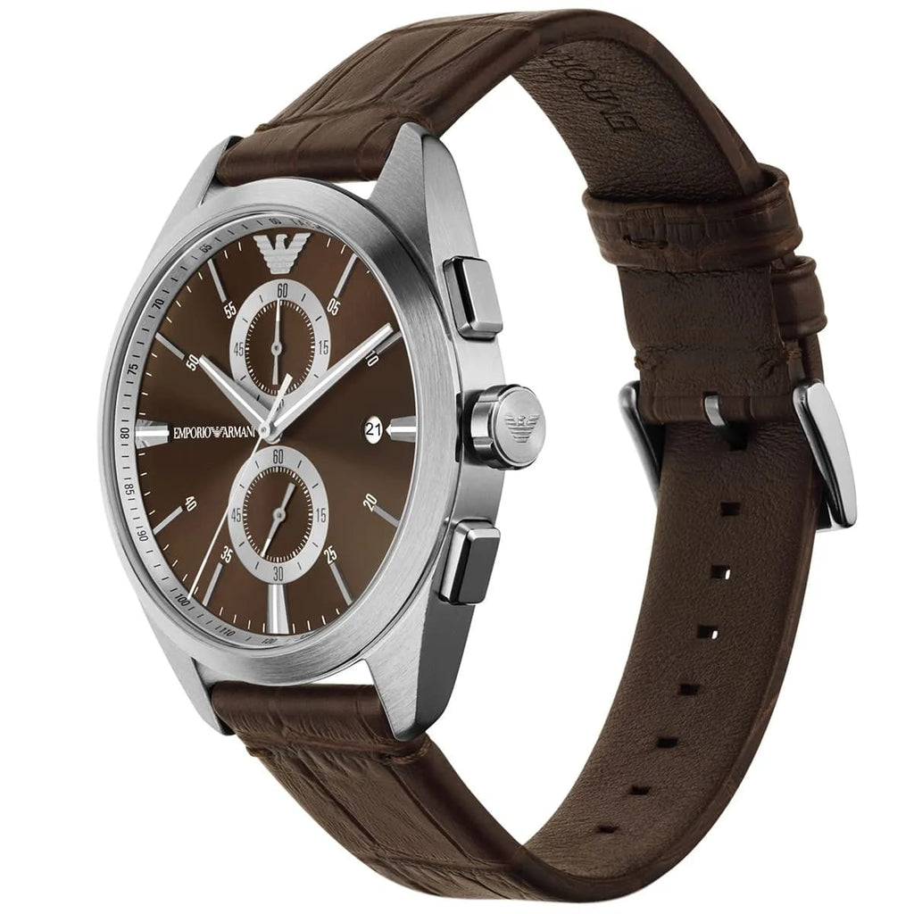 Emporio Armani Claudio AR11482 Men's Chronograph Brown Dial Brown Leather