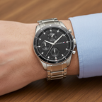 Tommy Hilfiger Parker 1791835 Silver Case Black Dial Steel Men's Watch