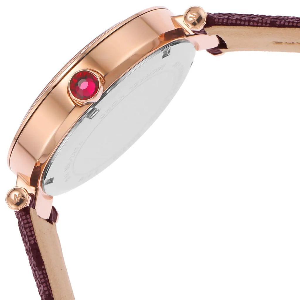 Michael Kors Parker MK2974 Rose Gold Watch with Burgundy Genuine Leather Strap
