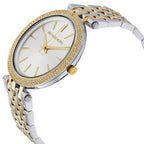 Michael Kors Darci MK3215 Two-Tone Watch with Silver Sunray Dial and Crystal Bezel