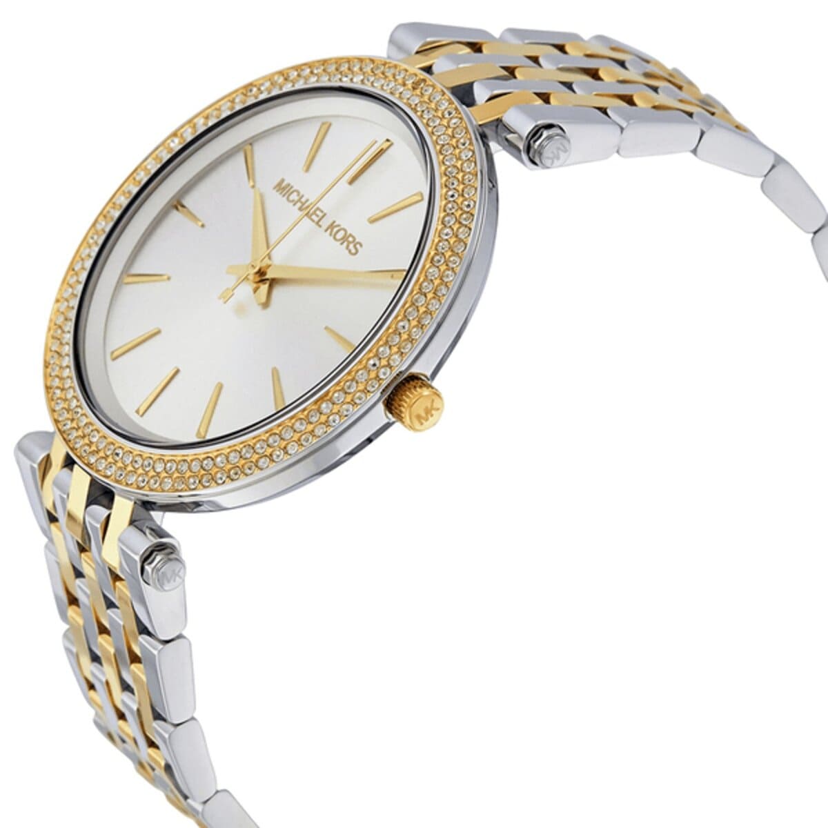 Michael Kors Darci MK3215 Two-Tone Watch with Silver Sunray Dial and Crystal Bezel