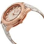 Michael Kors Runway MK6980 Rose Gold Watch with White MK Logo Strap