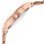 Michael Kors Lennox MK7279 Rose Gold Watch with Crystal Bezel and Silver Dial