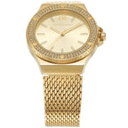 Michael Kors Lennox MK7335 Gold-Tone Watch with Mesh Bracelet and Crystal Bezel