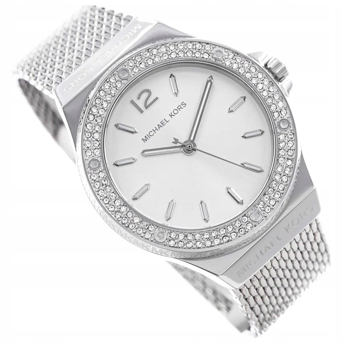 Michael Kors Lennox MK7337 Silver-Tone Watch with Mesh Bracelet and Crystal Bezel