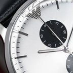 Emporio Armani Classic AR0385 White Panda Dial Leather Watch