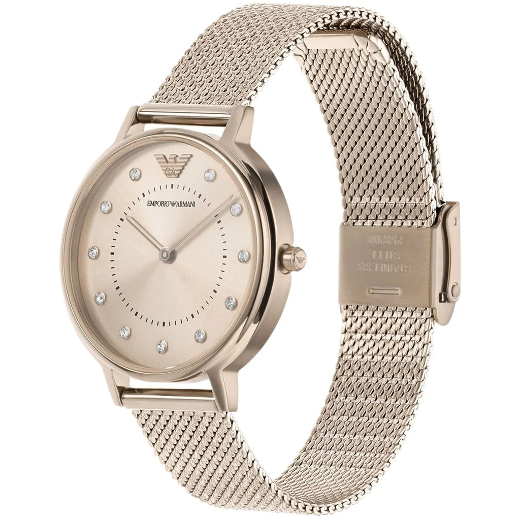 Emporio Armani Kappa AR11129 Gold Mesh Strap Crystal Watch