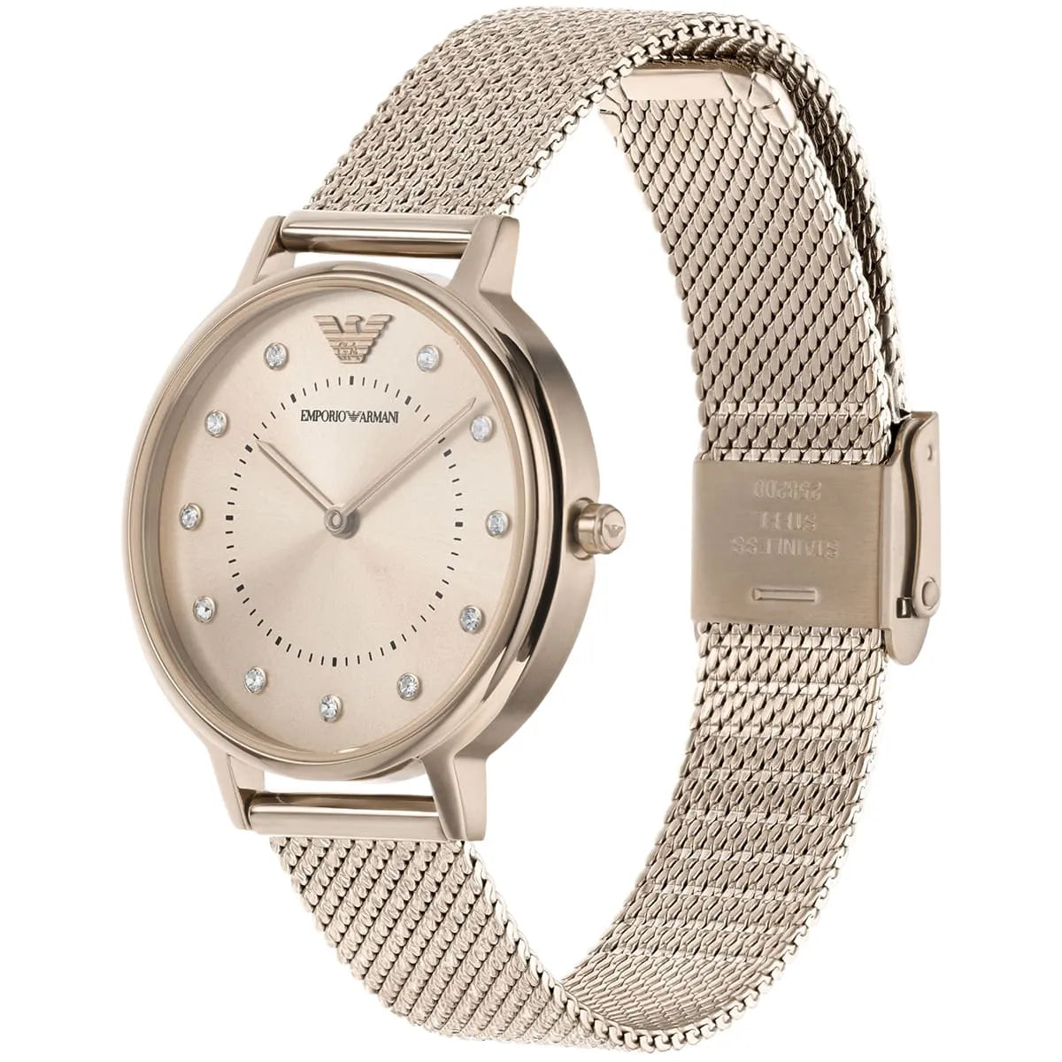 Emporio Armani Kappa AR11129 Gold Mesh Strap Crystal Watch