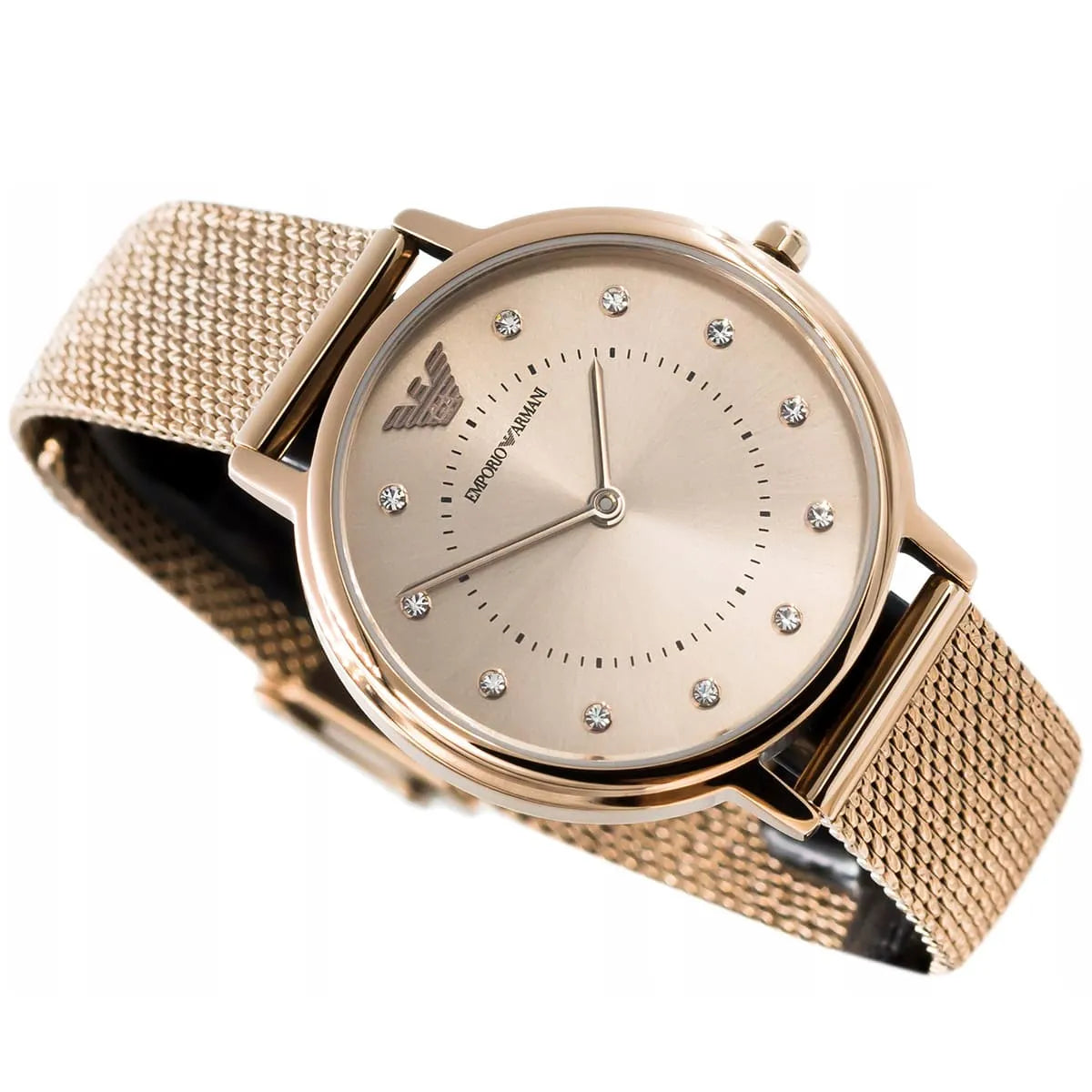 Emporio Armani Kappa AR11129 Gold Mesh Strap Crystal Watch