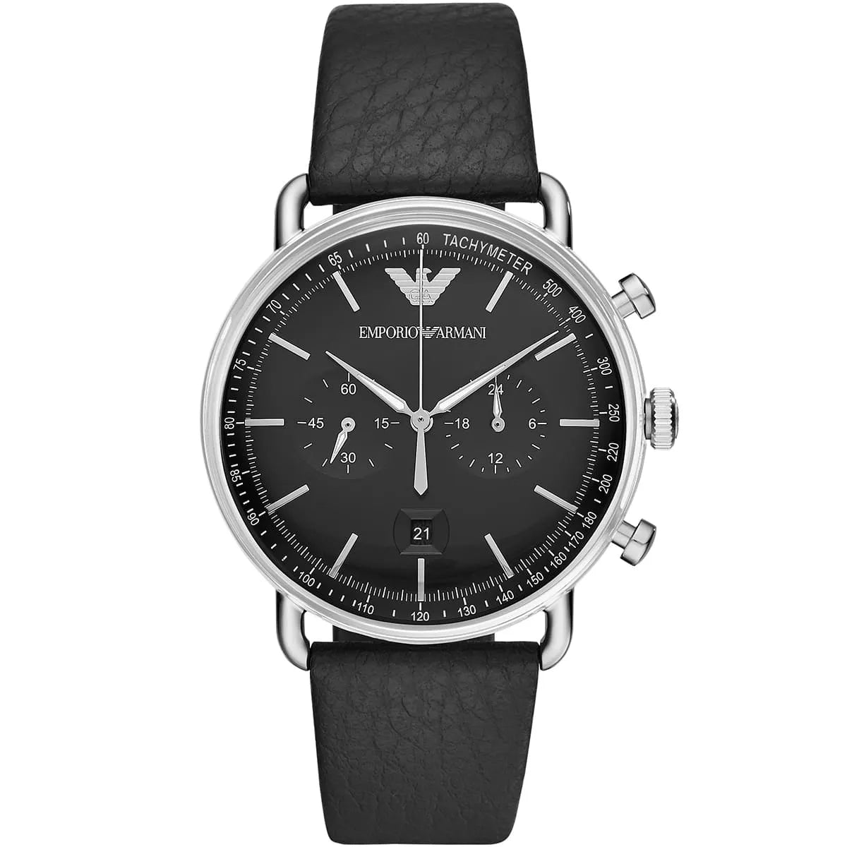 Emporio Armani Aviator AR11143 Black Leather Chronograph Watch