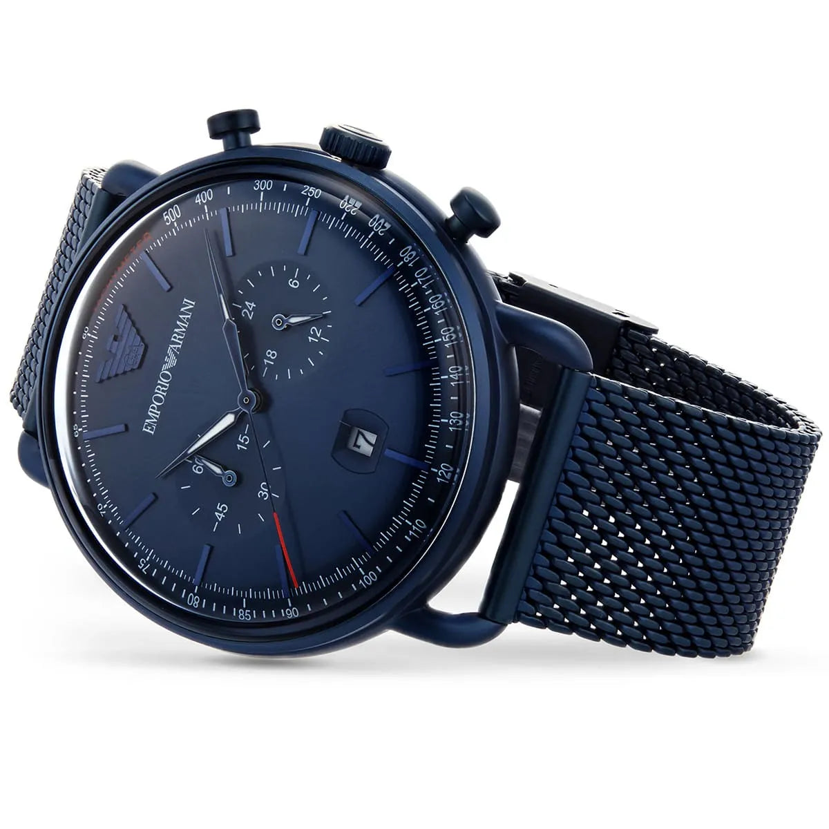 Emporio Armani Aviator AR11289 All-Blue Mesh Chronograph Watch