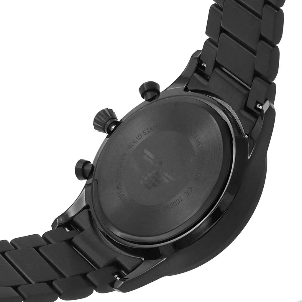 Emporio Armani AR11349 Men’s Black Dial Black Stainless Steel Giovanni Chronograph Watch