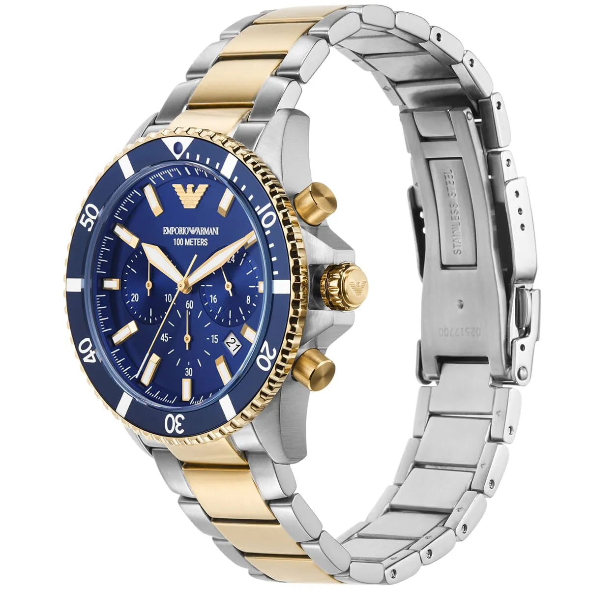 Emporio Armani Diver AR11362 Two-Tone Blue Chronograph Watch