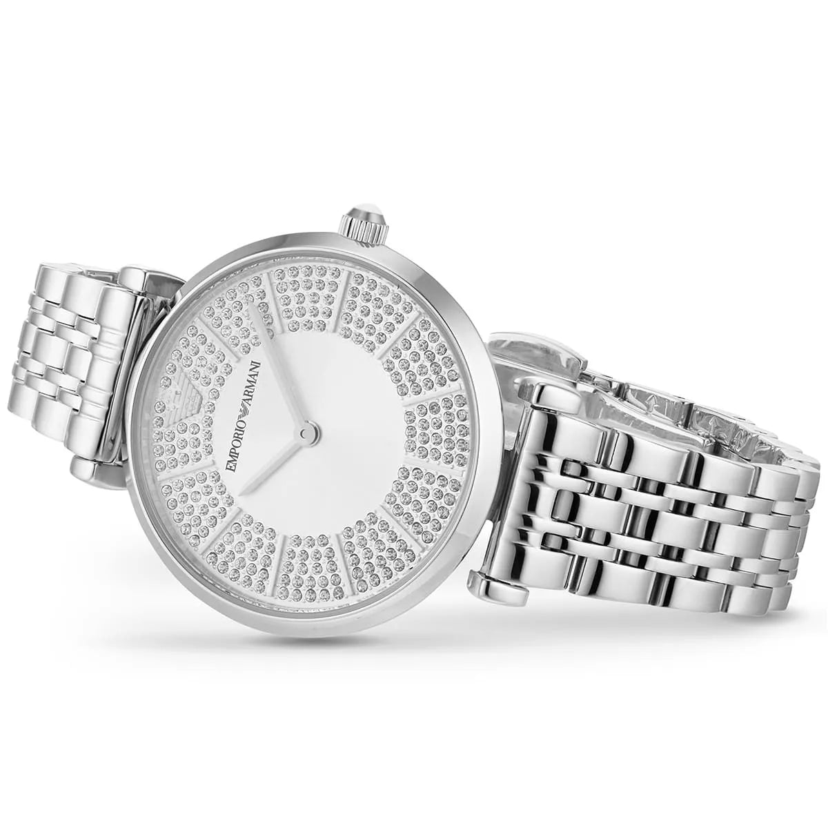 Emporio Armani Gianni T-Bar AR11445 Full Crystal Silver Dial Watch