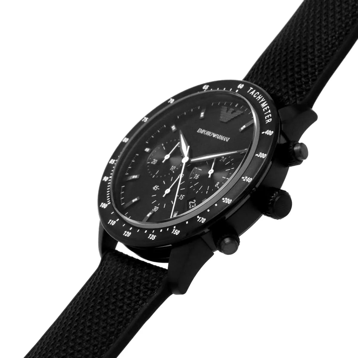 Emporio Armani Mario AR11453 All-Black Chronograph Fabric Watch