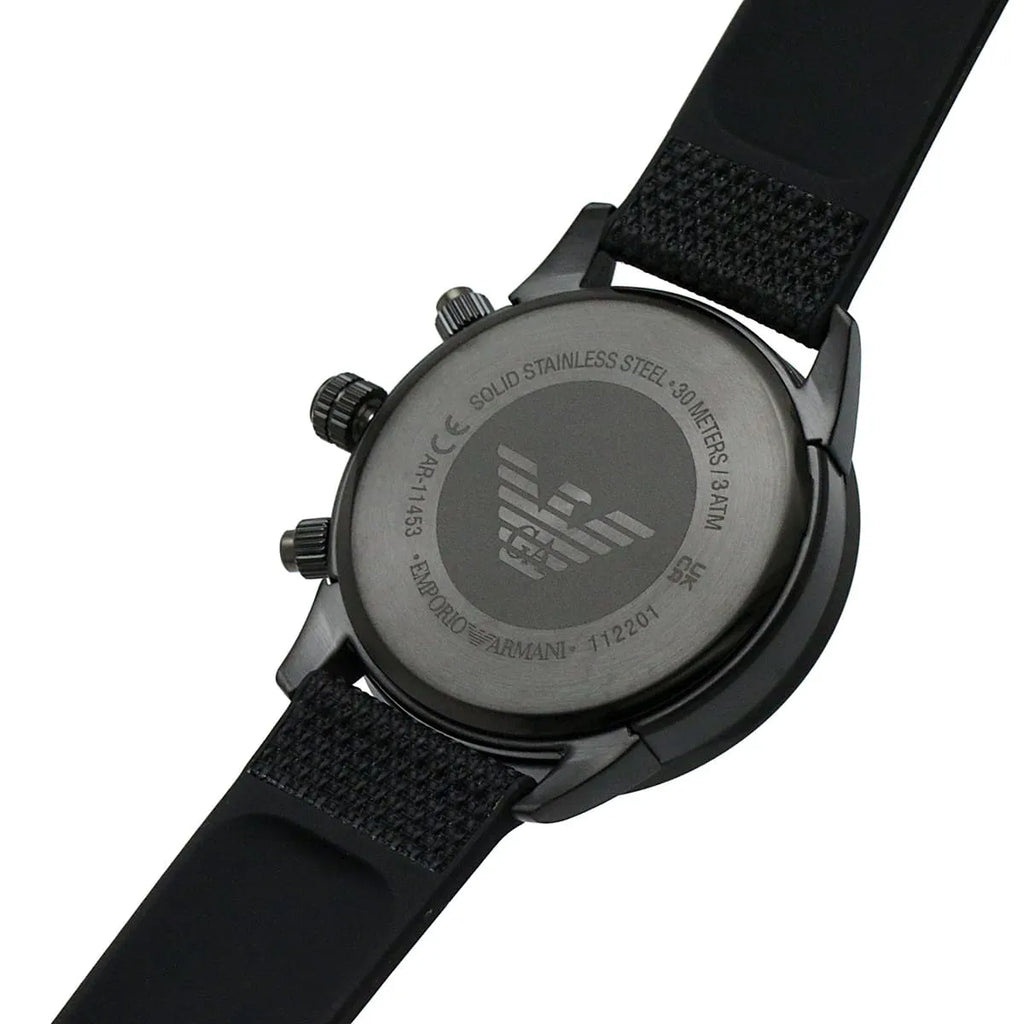 Emporio Armani Mario AR11453 All-Black Chronograph Fabric Watch