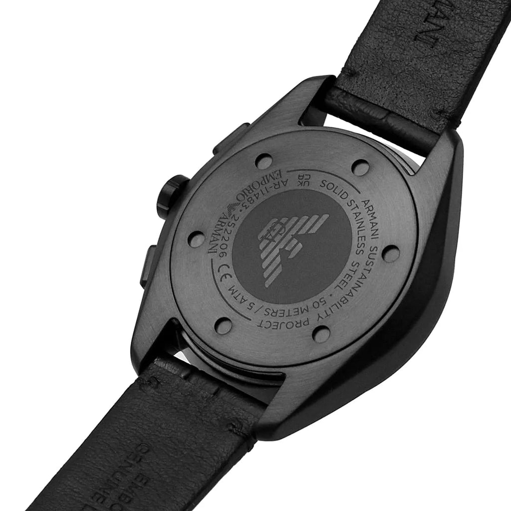 Emporio Armani Claudio AR11483 All Black Chronograph Leather Men's Watch