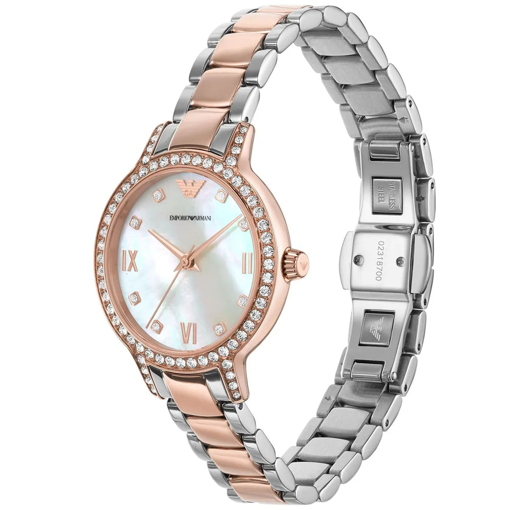 Emporio Armani Cleo AR11499 Two-Tone Mother of Pearl Ladies Watch