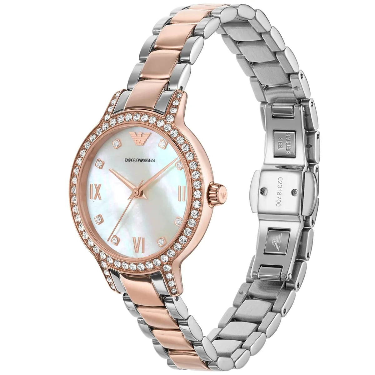 Emporio Armani Cleo AR11499 Two-Tone Mother of Pearl Ladies Watch