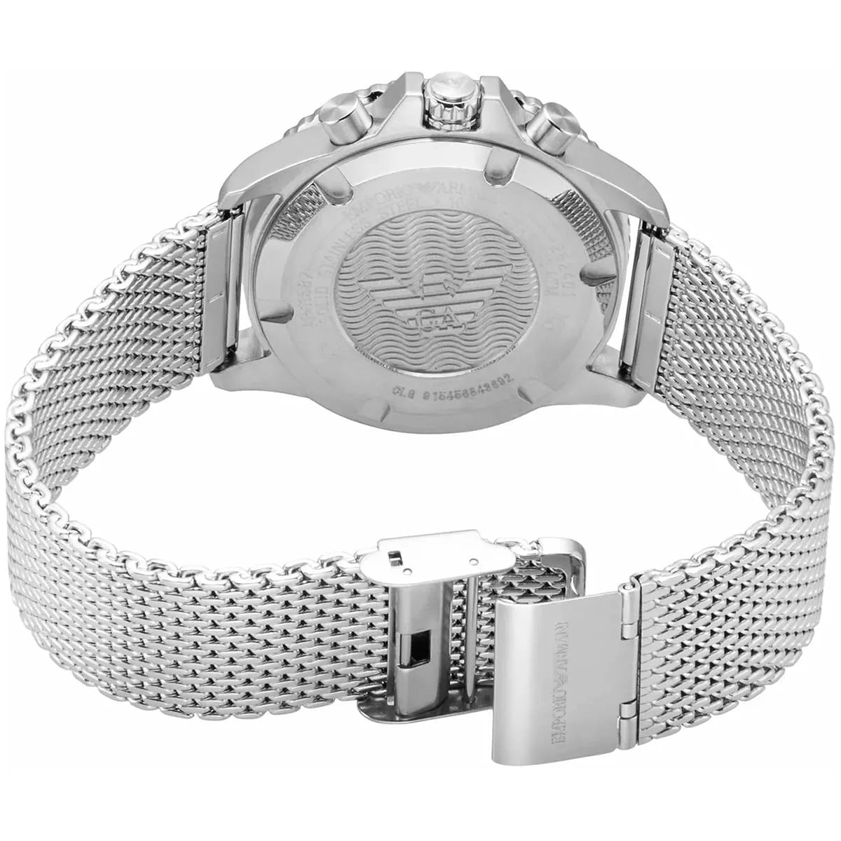 Emporio Armani Diver AR11587 Silver-Tone Blue Dial Mesh Strap Men's Watch