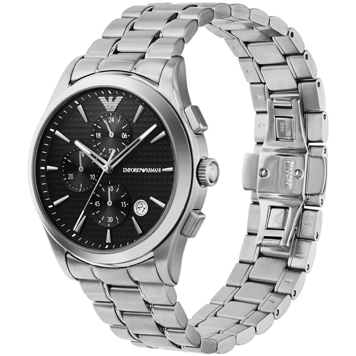 Emporio Armani Paolo AR11602 Silver-Tone Black Dial Metal Men's Watch