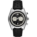 Emporio Armani Racer AR11635 Silver-Tone Black Dial Leather Men's Watch
