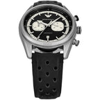 Emporio Armani Racer AR11635 Silver-Tone Black Dial Leather Men's Watch