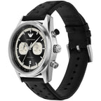 Emporio Armani Racer AR11635 Silver-Tone Black Dial Leather Men's Watch