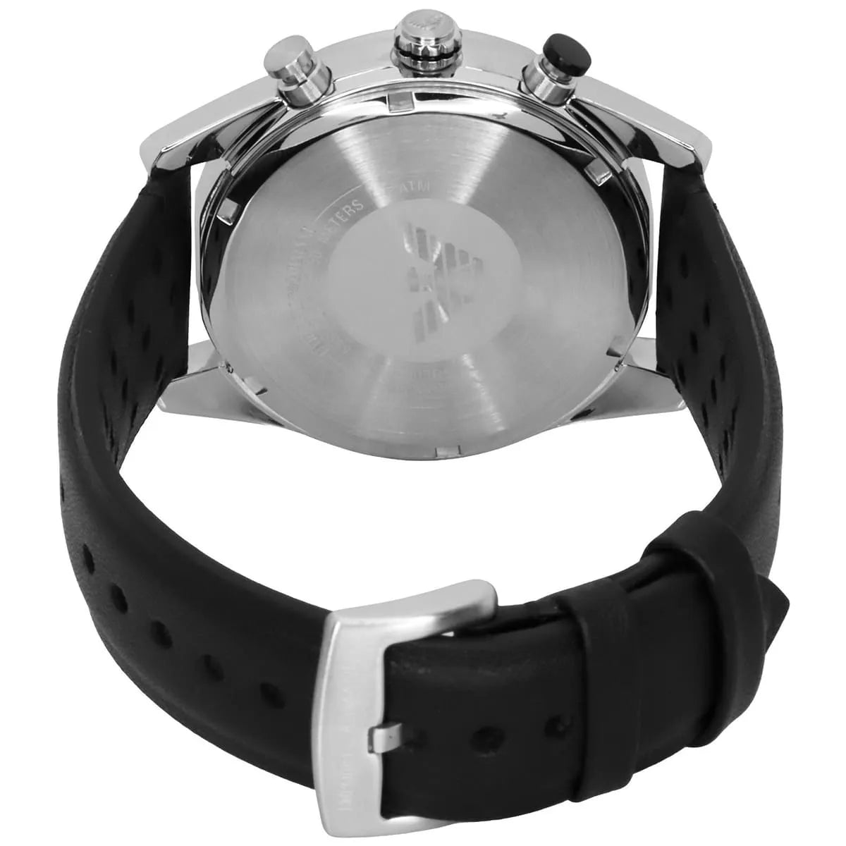 Emporio Armani Racer AR11635 Silver-Tone Black Dial Leather Men's Watch