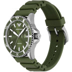 Emporio Armani World Explorer AR11638 Silver-Tone Green Dial Rubber Men's Watch