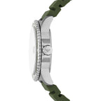 Emporio Armani World Explorer AR11638 Silver-Tone Green Dial Rubber Men's Watch