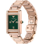 Emporio Armani Genni AR11641 Rose Gold Green Rectangular Ladies Watch