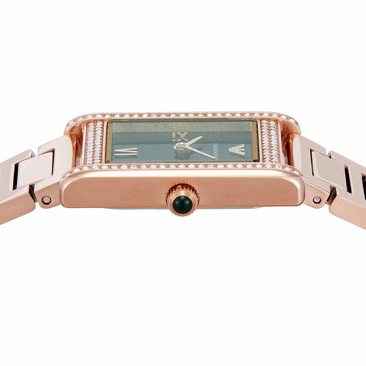 Emporio Armani Genni AR11641 Rose Gold Green Rectangular Ladies Watch