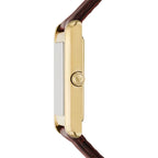 Emporio Armani Gino AR11665 Gold-Tone Rectangular Watch with Brown Leather