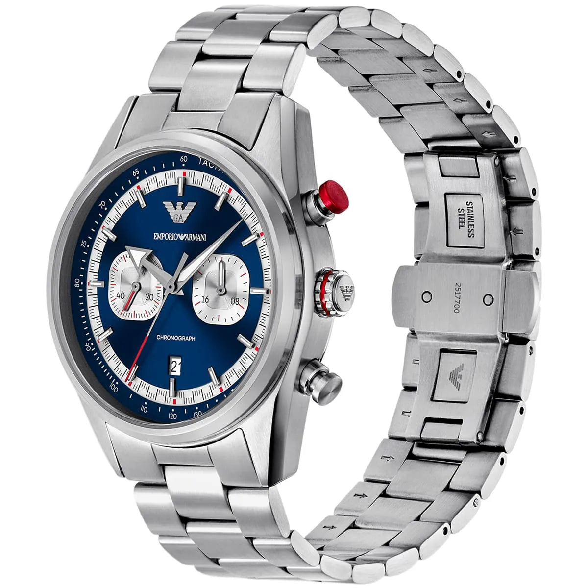 Emporio Armani Racer AR11676 Silver-Tone Blue Dial Metal Men's Watch