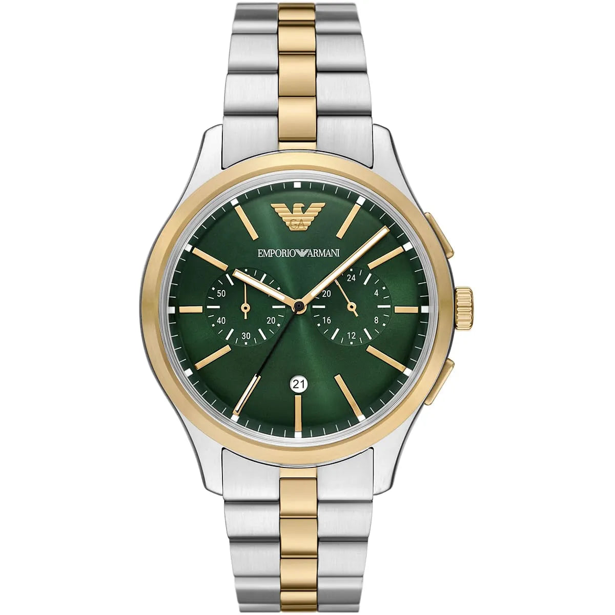 Emporio Armani Dario AR11692 Chronograph Green Dial Two-Tone Stainless Steel Men's Watch