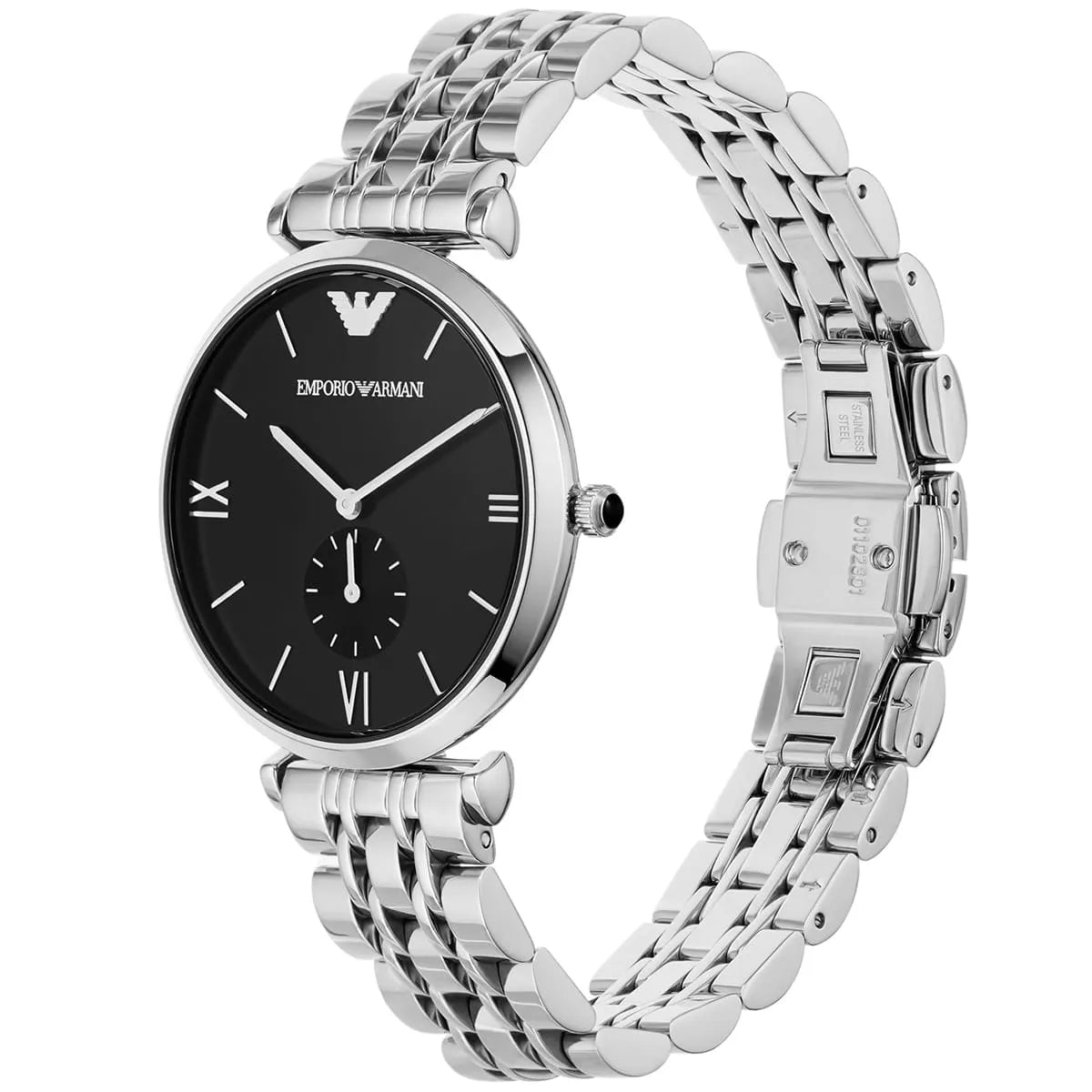 Emporio Armani Gianni T-Bar AR1676 Black Dial Small Seconds Watch