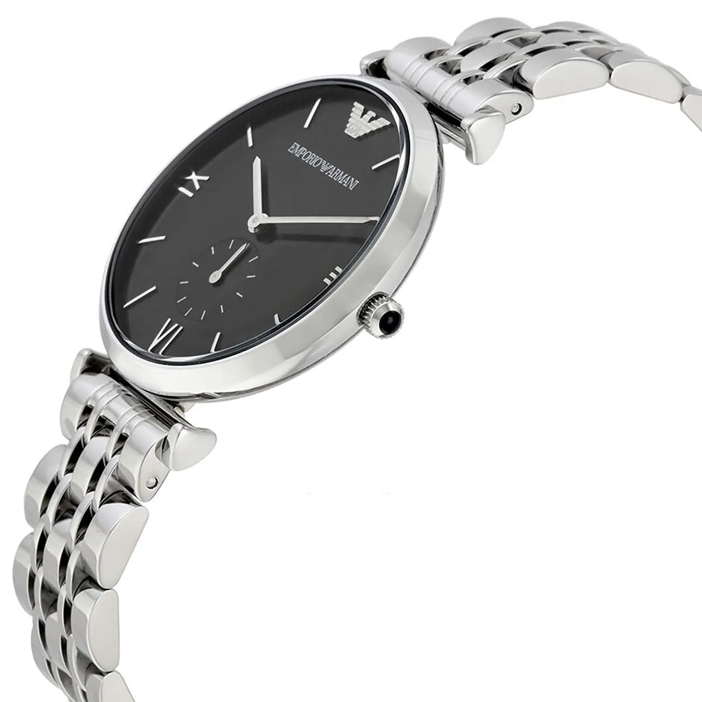 Emporio Armani Gianni T-Bar AR1676 Black Dial Small Seconds Watch