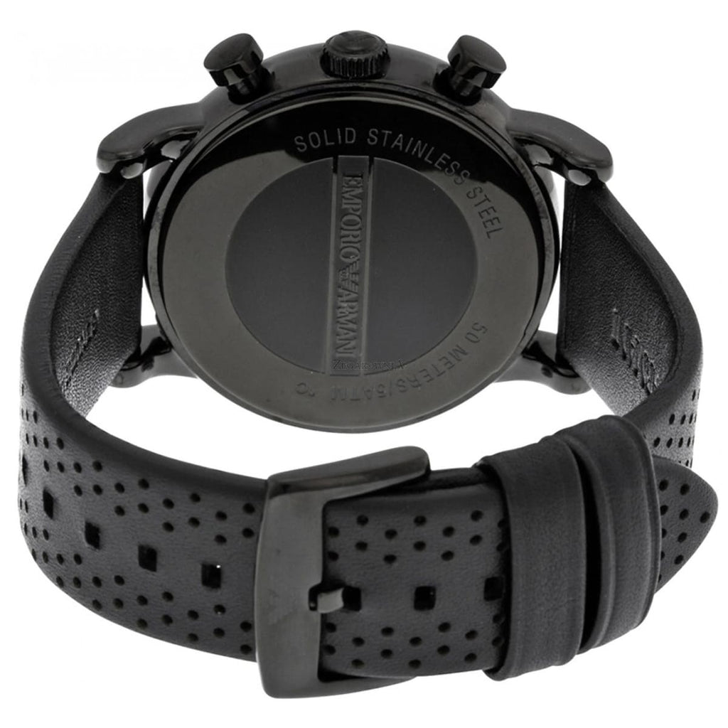 Emporio Armani Luigi AR1737 All Black Perforated Leather Watch